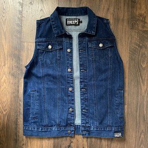 Kustom Kreeps Dark Blue Denim Vest - Size Mens Small, Sourpuss Jacket